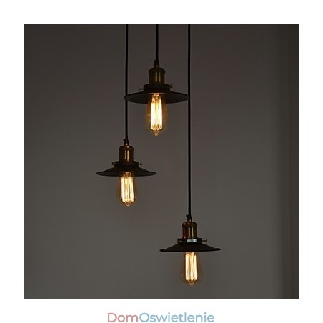 Wisząca lampa w stylu vintage z 3 światłami w kloszu żelaznym Wisząca lampa w stylu vintage z 3 światłami w kloszu żelaznym
