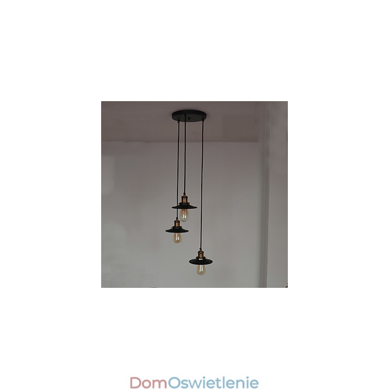 Wisząca lampa w stylu vintage z 3 światłami w kloszu żelaznym