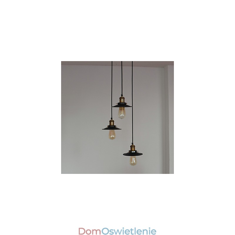 Wisząca lampa w stylu vintage z 3 światłami w kloszu żelaznym