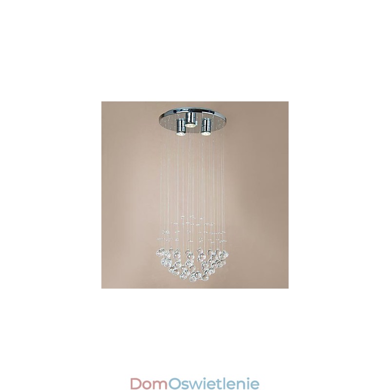 Nowoczesna lampa sufitowa z 3 światłami i kryształowymi koralikami