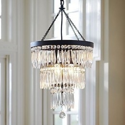 Wisząca lampa 3 światła nowoczesna elegancka metalowa kryształowa malowana
