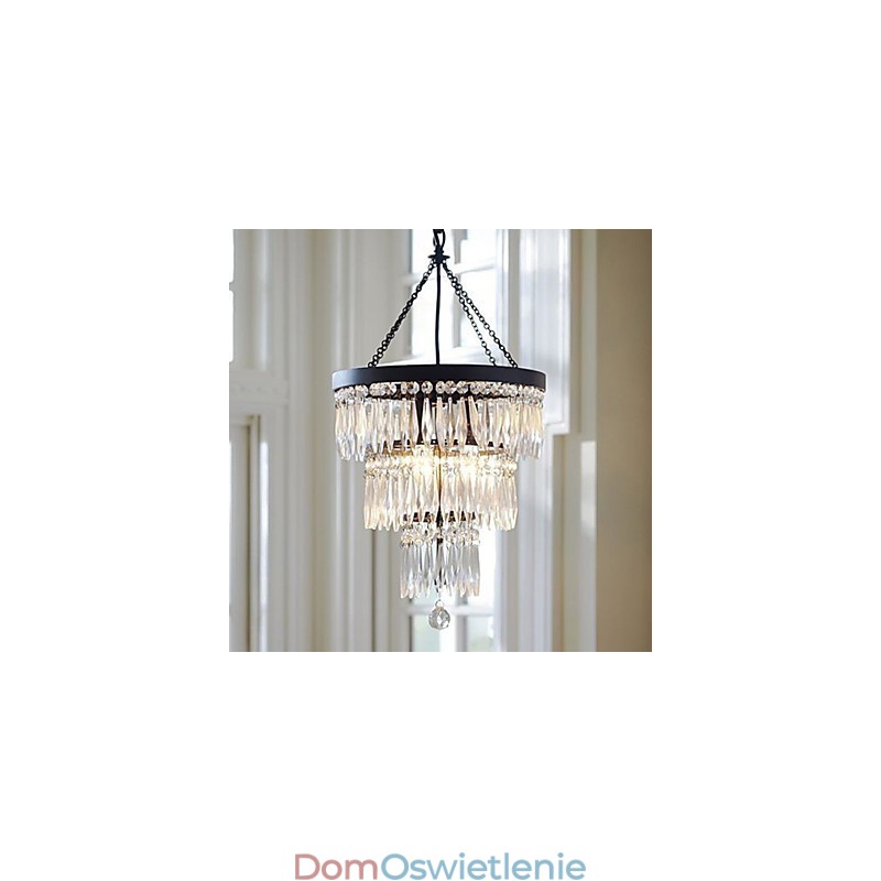 Wisząca lampa 3 światła nowoczesna elegancka metalowa kryształowa malowana