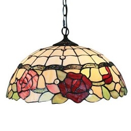 Lampa wisząca z 2 światłami w kloszu z wzorem róży