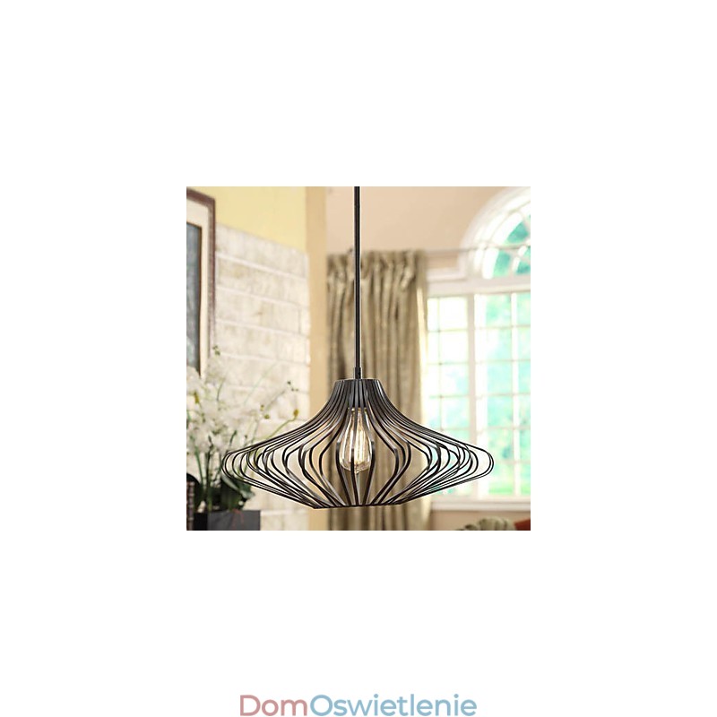 Nowoczesna lampa wisząca z czarnym metalowym kloszem