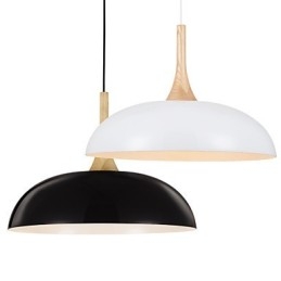 Miniaturowa artystyczna lampa wisząca 1 światło Nowoczesna prostota Czarno-białe wykończenie Aluminium i drewno Droplight