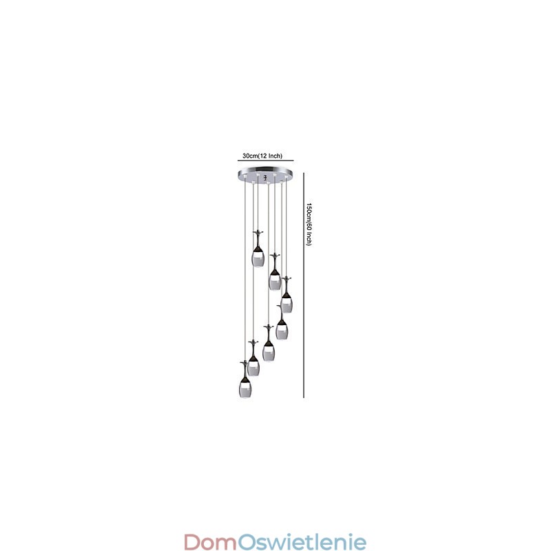 Nowoczesna lampa wisząca 7 świateł zintegrowane żarówki w zestawie oświetlenie schodowe