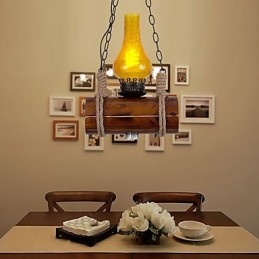 Wisząca listwa z litego drewna w stylu retro z pojedynczą głową