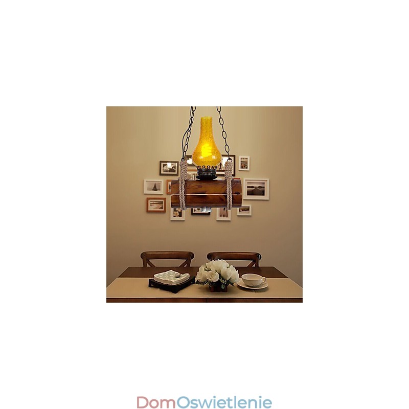 Wisząca listwa z litego drewna w stylu retro z pojedynczą głową