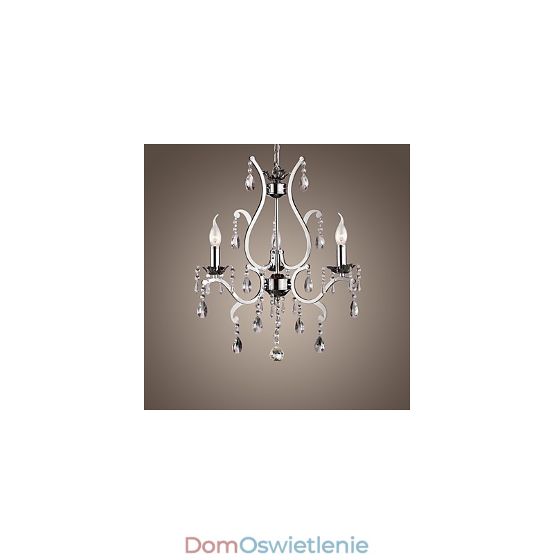 Kryształowy żyrandol z 3 światłami w metalu