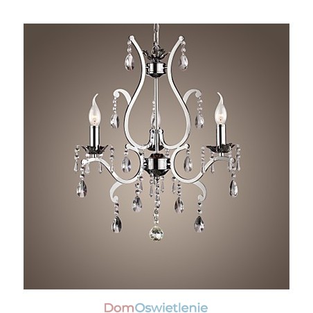 Kryształowy żyrandol z 3 światłami w metalu
