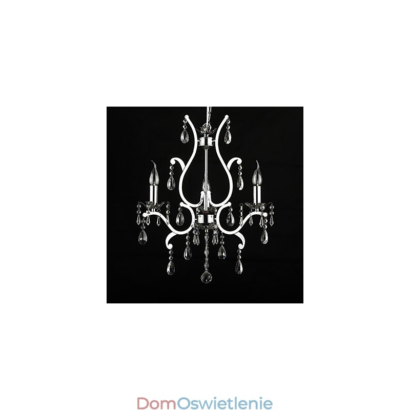 Kryształowy żyrandol z 3 światłami w metalu
