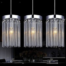 Nowoczesna lampa wisząca z 3 światłami i szklanym prętem