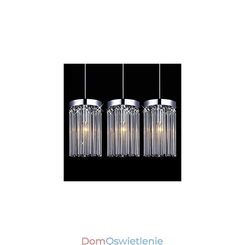 Nowoczesna lampa wisząca z 3 światłami i szklanym prętem