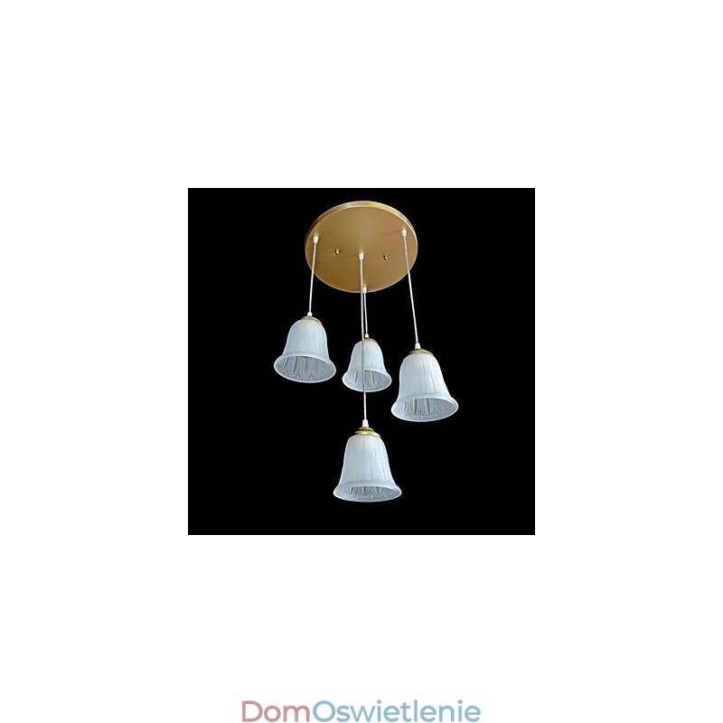 Wisząca lampa z brązu, klosz szklany, wzór czterech świateł, europejski, retro, klasyczny