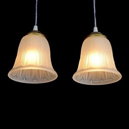 Wisząca lampa z brązu, klosz szklany, wzór czterech świateł, europejski, retro, klasyczny