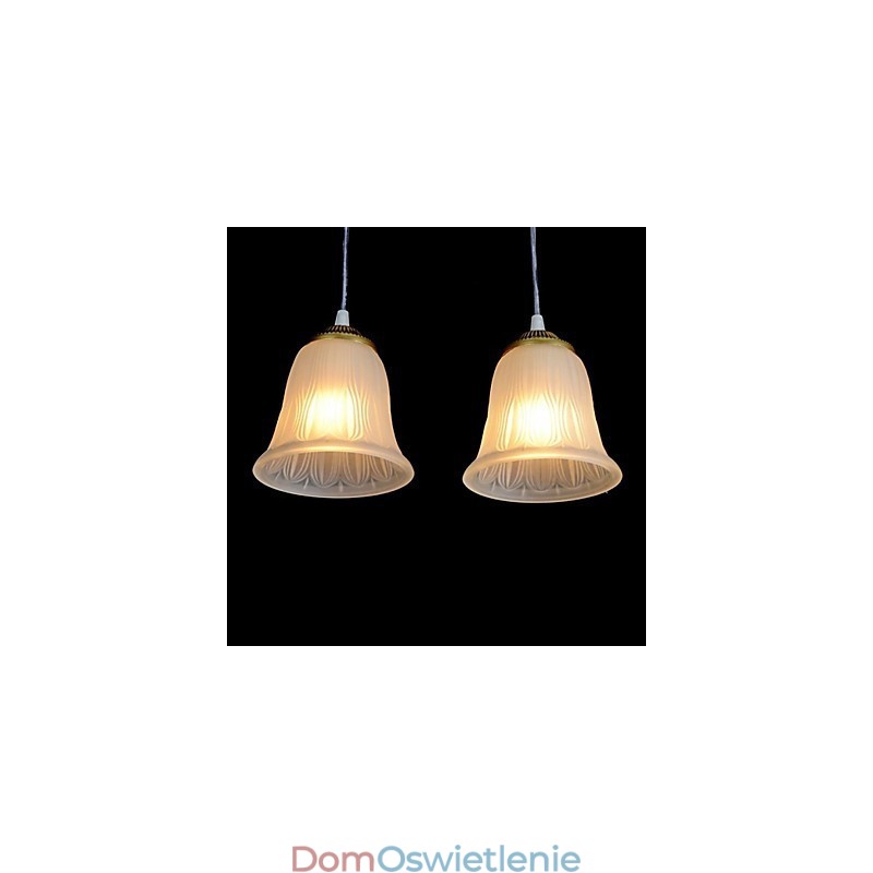 Wisząca lampa z brązu, klosz szklany, wzór czterech świateł, europejski, retro, klasyczny
