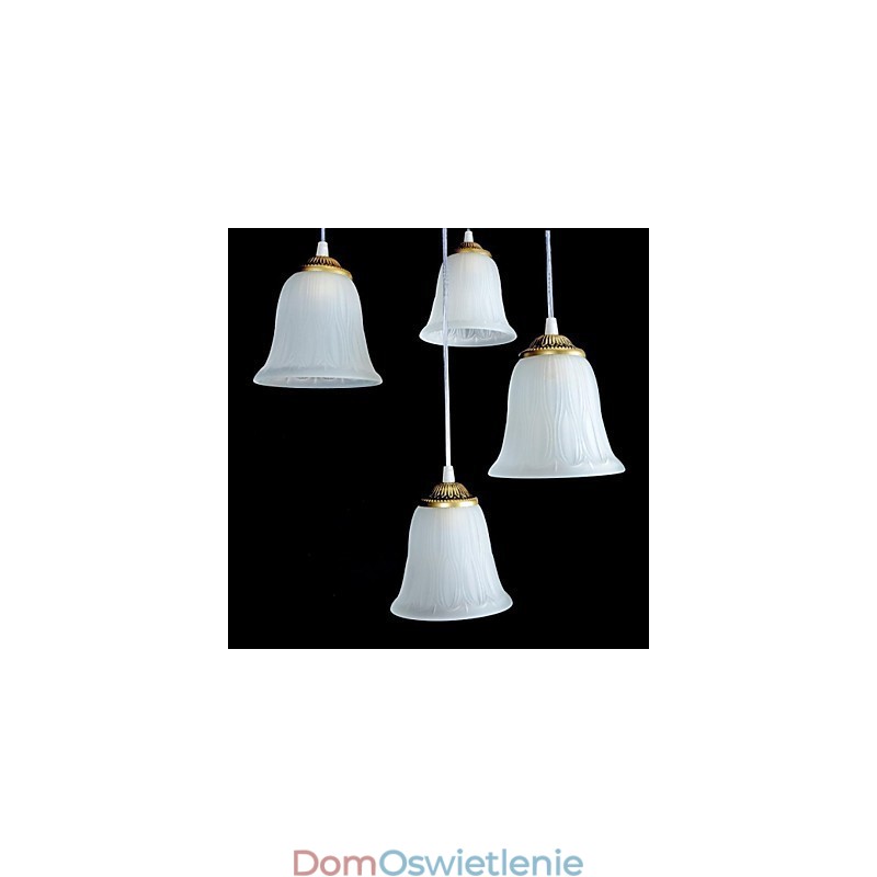 Wisząca lampa z brązu, klosz szklany, wzór czterech świateł, europejski, retro, klasyczny
