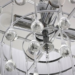 Współczesna kryształowa lampa wisząca z 4 światłami i czarnym kloszem