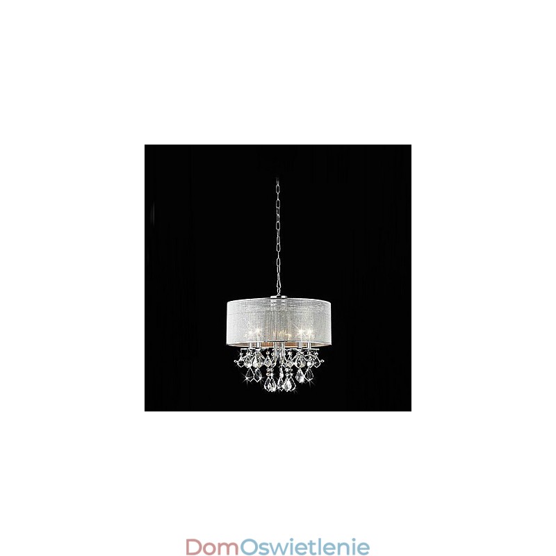 Nowoczesna lampa wisząca kryształowa z 5 światłami i abażurem z tkaniny