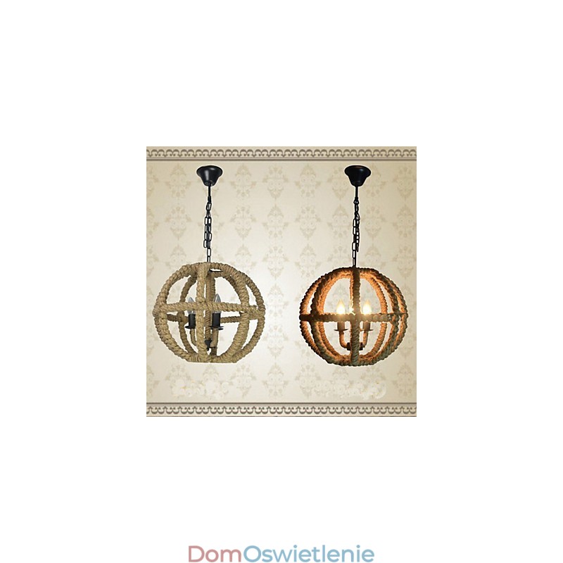 Typ północnoamerykański wiejski przemysłowy konopny retro żyrandol z kutego żelaza