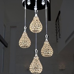 4-głowicowa lampa wisząca kryształowa nowoczesna współczesna metalowa