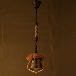 Amerykańska lampa ceramiczna w stylu retro z konopi