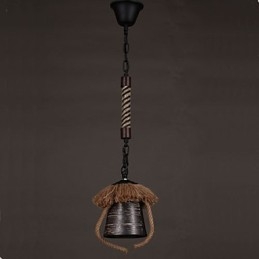 Amerykańska lampa ceramiczna w stylu retro z konopi