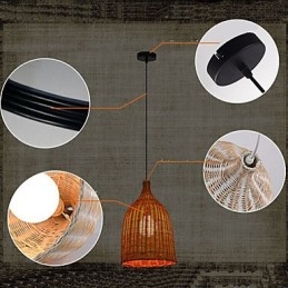Żyrandol rattanowy Żyrandol Żyrandol Kreatywna lampa rattanowa retro