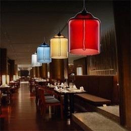 Retro Kreatywna Pojedyncza Głowica Szklana Lampa Wisząca Cafe W Złotej Rybce