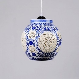 Lampa ceramiczna retro lampa schody niebieski pojedynczy żyrandol kreatywny
