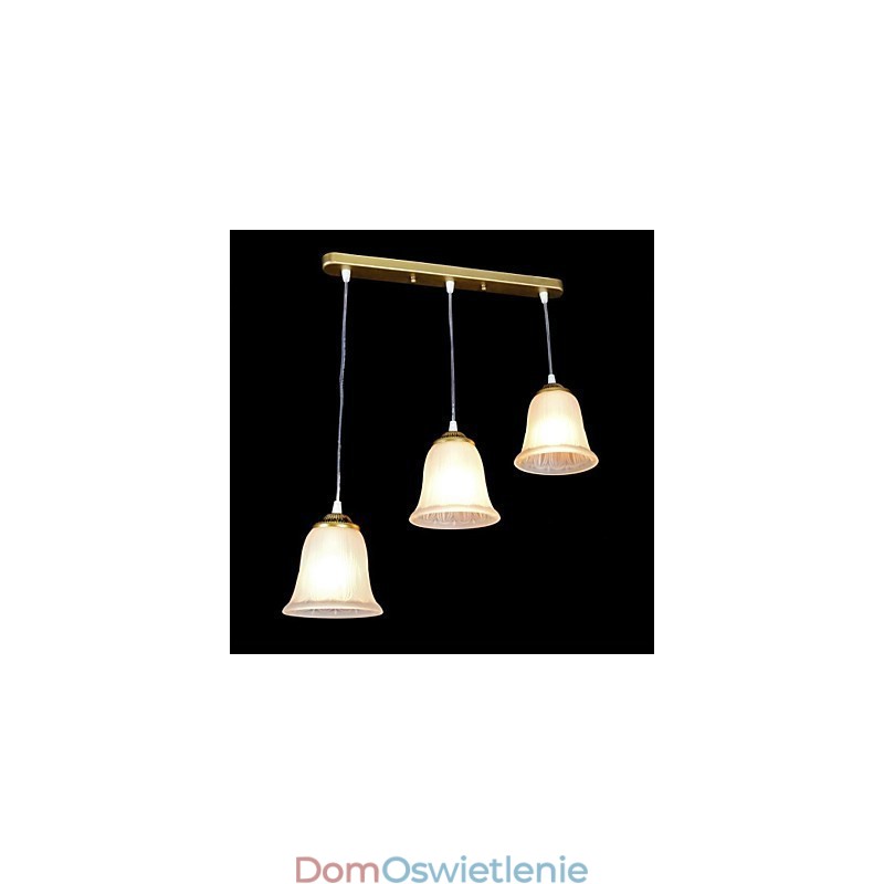 Wisząca lampa z brązu, klosz szklany, wzór trzy światła, europejski, retro, klasyczny