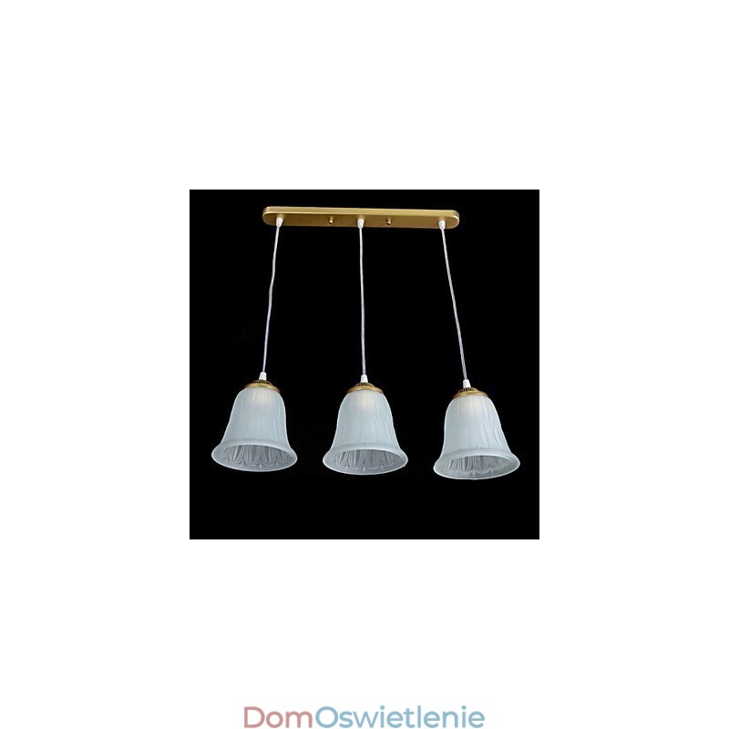 Wisząca lampa z brązu, klosz szklany, wzór trzy światła, europejski, retro, klasyczny