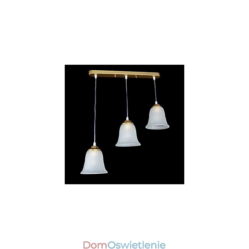Wisząca lampa z brązu, klosz szklany, wzór trzy światła, europejski, retro, klasyczny