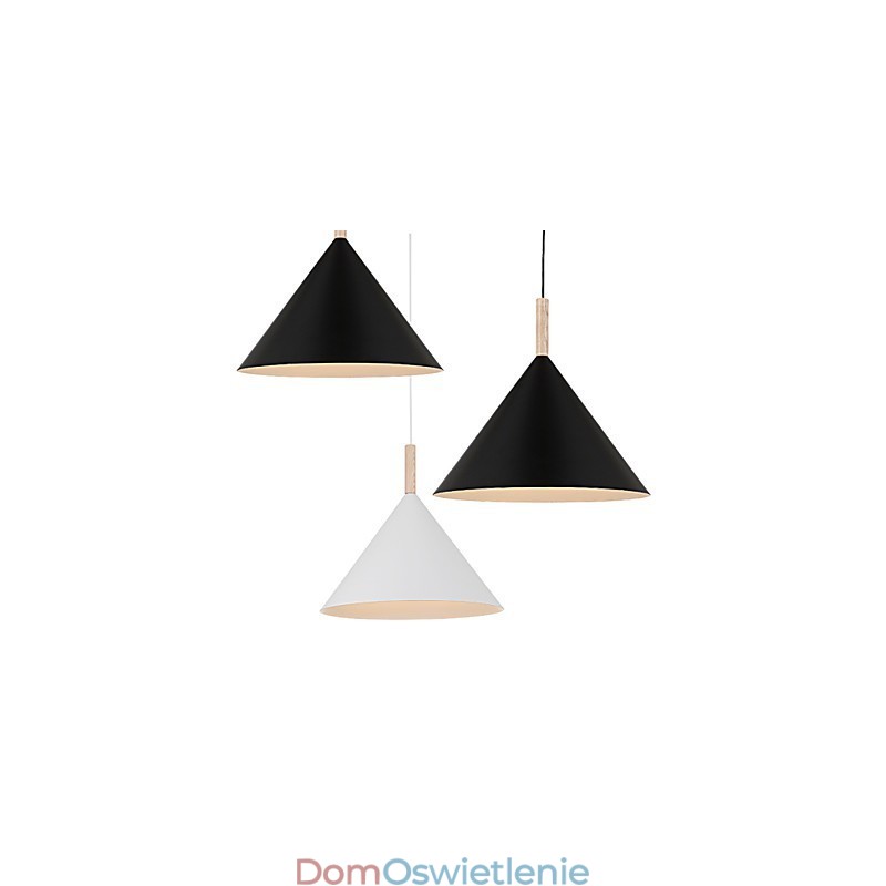 Miniaturowa artystyczna lampa wisząca w kształcie stożka 1 światło Nowoczesna prostota Wykończenie Czarno-białe Aluminium i drewno Droplight