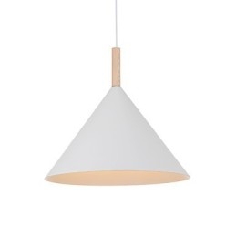Miniaturowa artystyczna lampa wisząca w kształcie stożka 1 światło Nowoczesna prostota Wykończenie Czarno-białe Aluminium i drewno Droplight