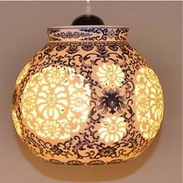 Lampa ceramiczna retro lampa schody niebieski pojedynczy żyrandol kreatywny