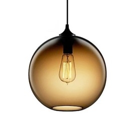 Nowoczesna szklana lampa wisząca w okrągłym brązowym kształcie bańki