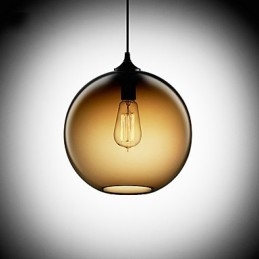 Nowoczesna szklana lampa wisząca w okrągłym brązowym kształcie bańki