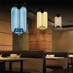 Retro Kreatywna Pojedyncza Głowica Szklana Lampa Wisząca Cafe W Złotej Rybce