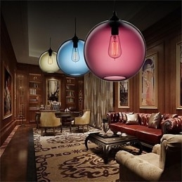Retro Kreatywna Pojedyncza Głowica Szklana Lampa Wisząca Cafe W Złotej Rybce