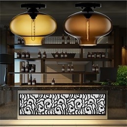 Retro Kreatywna Pojedyncza Głowica Szklana Lampa Wisząca Cafe W Złotej Rybce