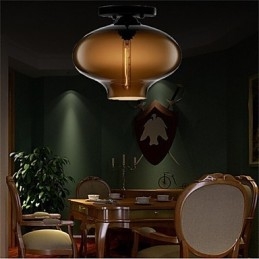 Retro Kreatywna Pojedyncza Głowica Szklana Lampa Wisząca Cafe W Złotej Rybce