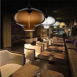 Retro Kreatywna Pojedyncza Głowica Szklana Lampa Wisząca Cafe W Złotej Rybce