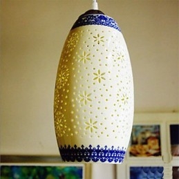 Lampa ceramiczna retro lampa schody niebieski pojedynczy żyrandol kreatywny