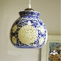 Lampa ceramiczna retro lampa schody niebieski pojedynczy żyrandol kreatywny