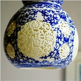 Lampa ceramiczna retro lampa schody niebieski pojedynczy żyrandol kreatywny