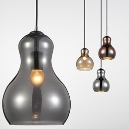 Lampa wisząca w kształcie tykwy 1 światło Nowoczesna prostota Złoty chrom Różowe złoto Bursztyn Dymny szary Szkło i stal węglowa