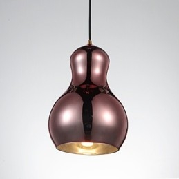 Lampa wisząca w kształcie tykwy 1 światło Nowoczesna prostota Złoty chrom Różowe złoto Bursztyn Dymny szary Szkło i stal węglowa