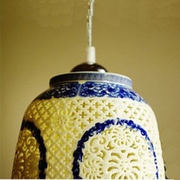 Lampa ceramiczna retro lampa schody niebieski pojedynczy żyrandol kreatywny