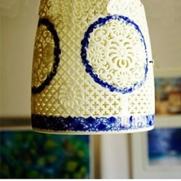 Lampa ceramiczna retro lampa schody niebieski pojedynczy żyrandol kreatywny
